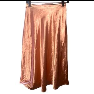 DUSTY PINK SILK MIDI SKIRT